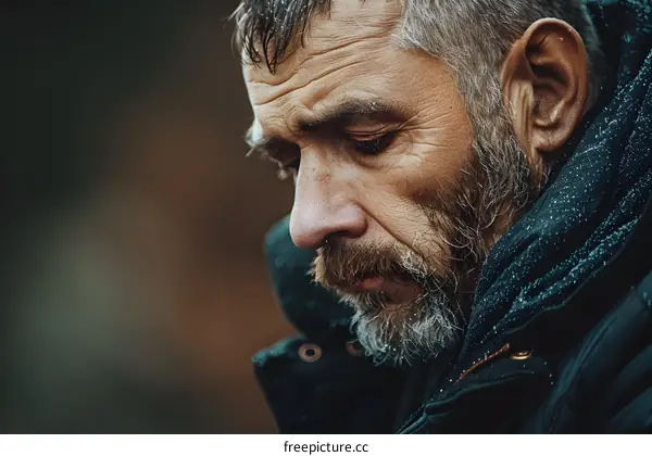 Portrait of a Sad Man With a Beard