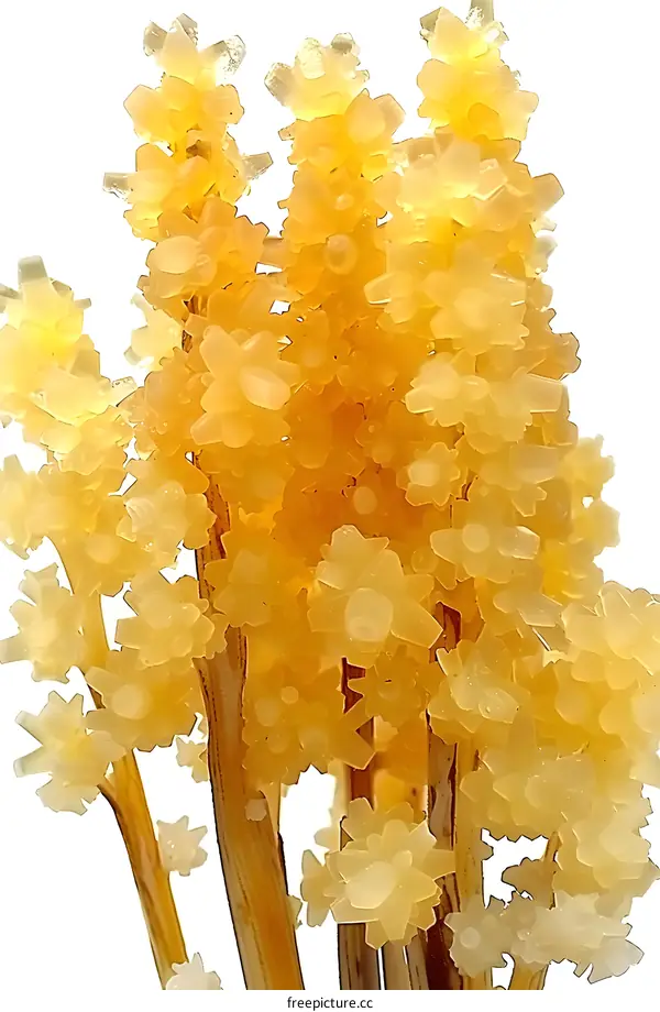 Close-up of yellow flowers made of rock candy