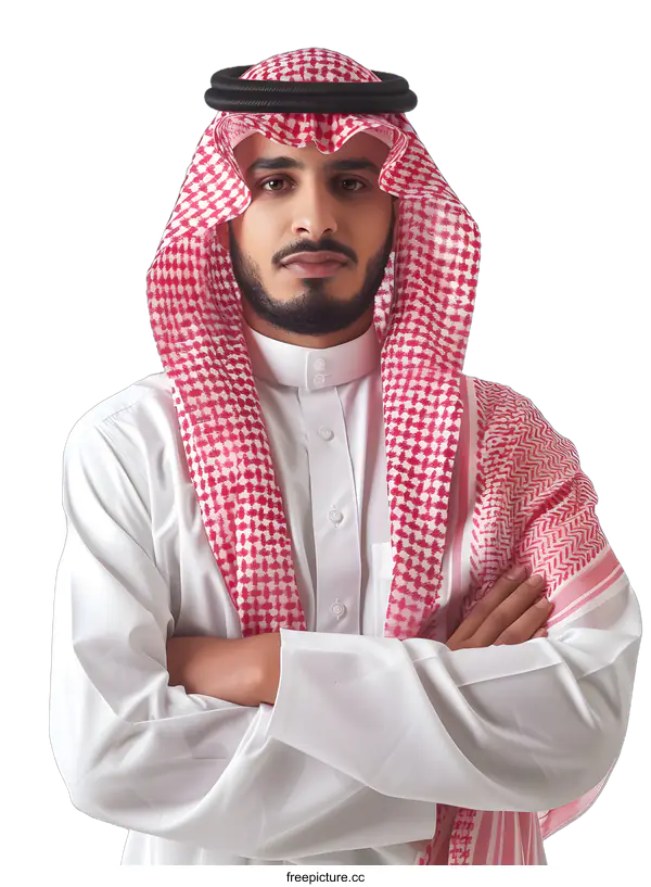 [Transparent Background PNG]A Saudi man wearing a ghutra with agal