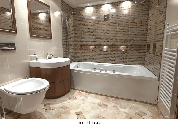 Modern Bathroom Design with Corner Jacuzzi