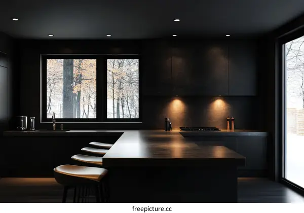 Modern Dark Kitchen Interior Design