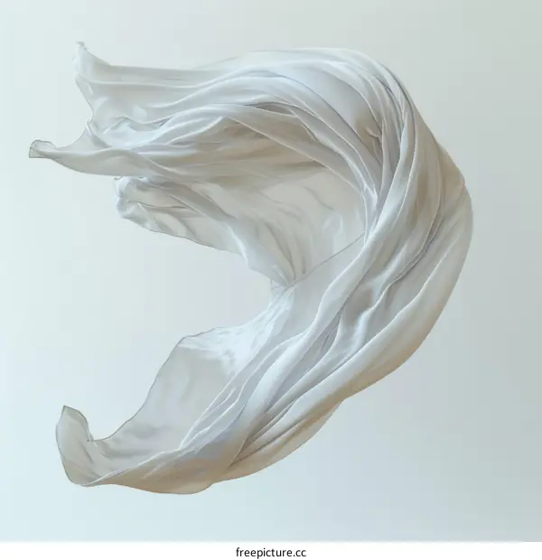 White Fabric Cloth Flying Waving Flowing in the Air