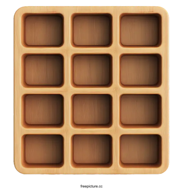 [Transparent Background PNG]Wooden Display Rack with Square Compartments