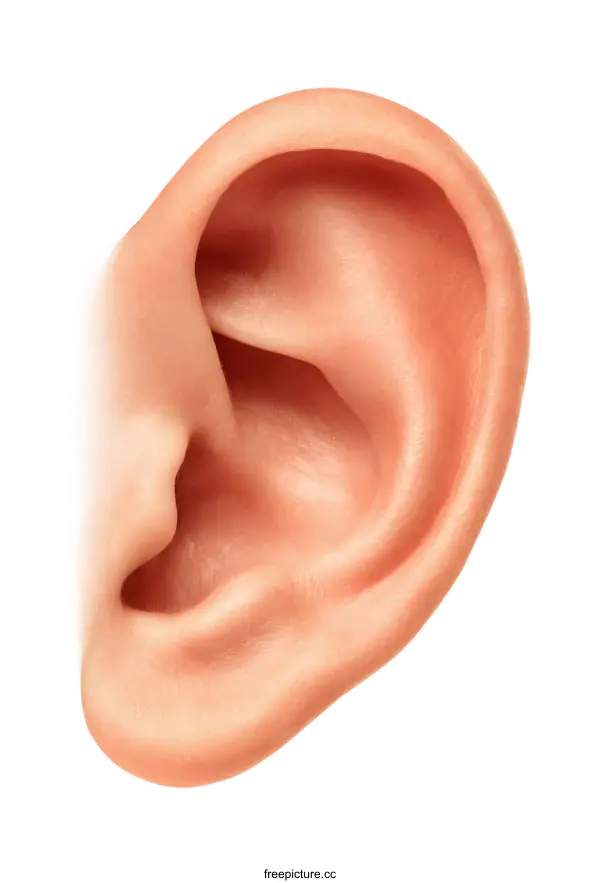 [Transparent Background PNG]Close up view of Human Ear Anatomy