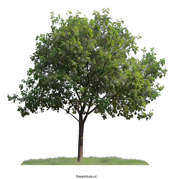 [Transparent Background PNG]Green Tree With Green Grass Isolated On White Background