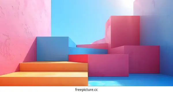 Abstract Geometric Shapes with Colorful Walls