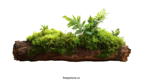 [Transparent Background PNG]Nature Scene of Moss and Plants on Driftwood