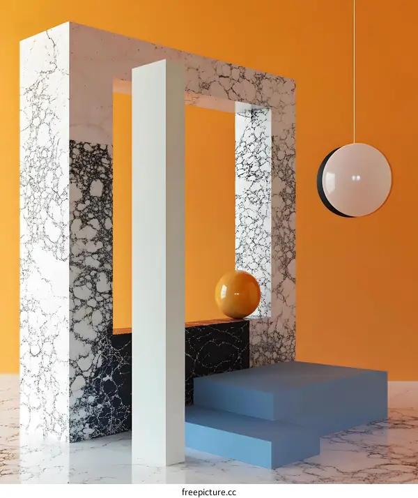 Abstract Marble Geometric Shapes Design Interior Mockup