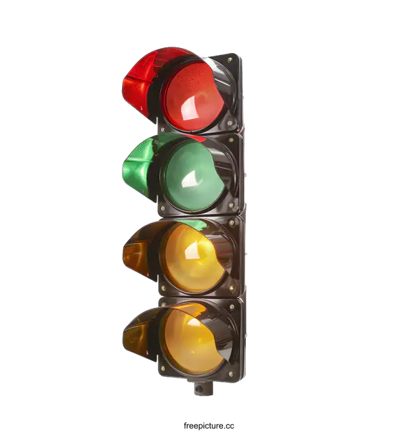 [Transparent Background PNG]Traffic Light with Red, Green, and Yellow Lights