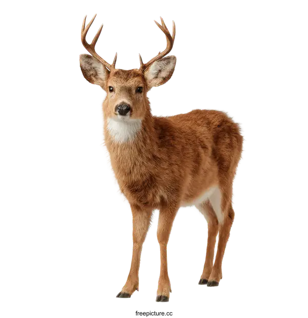 [Transparent Background PNG]Brown Deer Standing Isolated on White Background