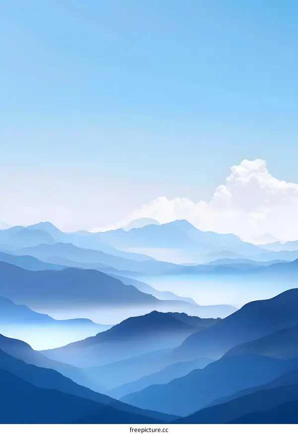 Blue Mountain Range Landscape Illustration