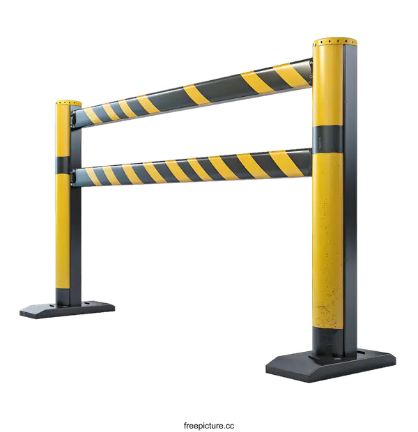 [Transparent Background PNG]Yellow And Black Retractable Barrier Safety Gate