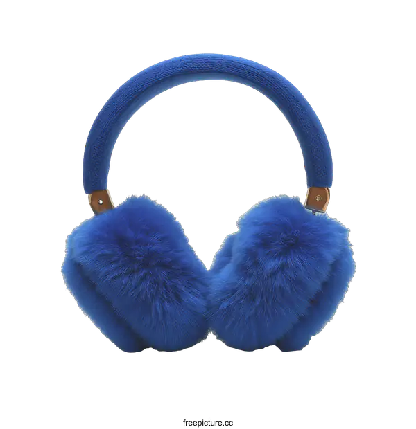 [Transparent Background PNG]Stylish Blue Faux Fur Headphones