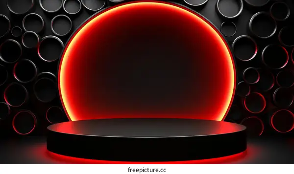 Abstract Neon Red Circle Product Showcase