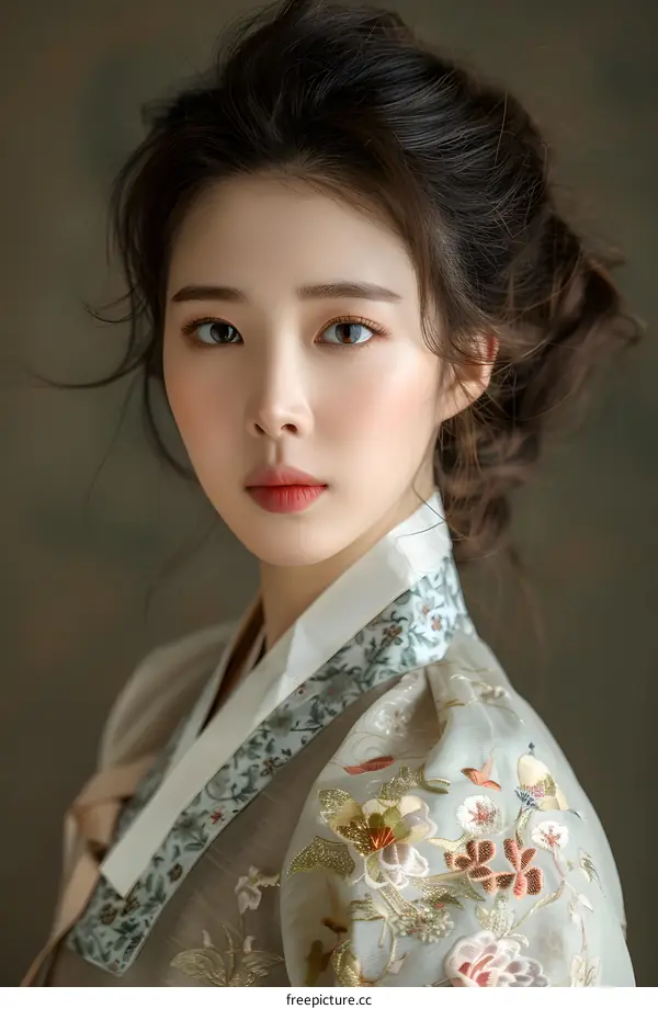 Portrait of a young Korean woman in traditional dress