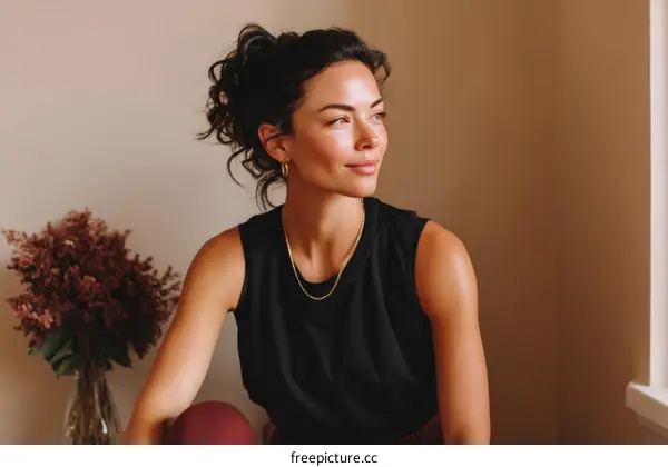 Thoughtful Caucasian Woman Relaxing Indoors