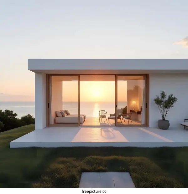 Modern Coastal Villa at Sunset