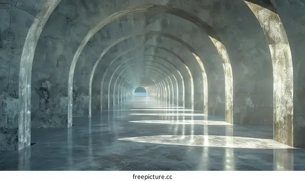 Empty Archway Tunnel of Light and Shadow