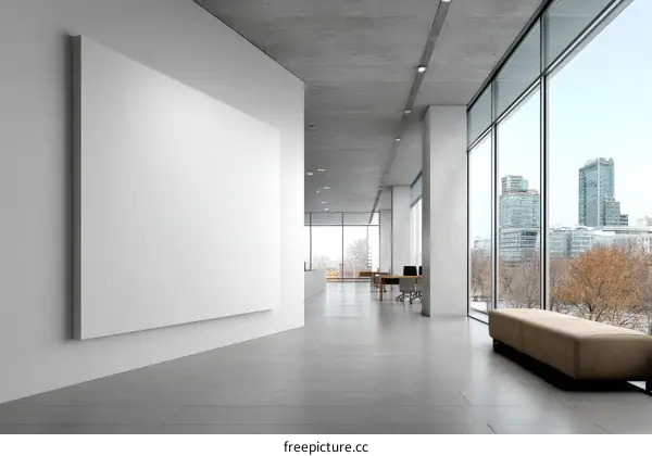 Modern Empty Gallery Wall with Blank Canvas