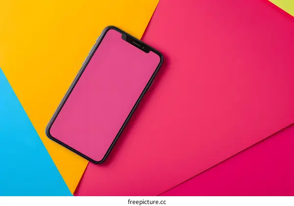 Smartphone on Colorful Background Mockup