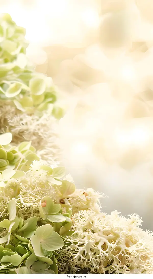 Closeup of White and Green Flowers with Blurred Background