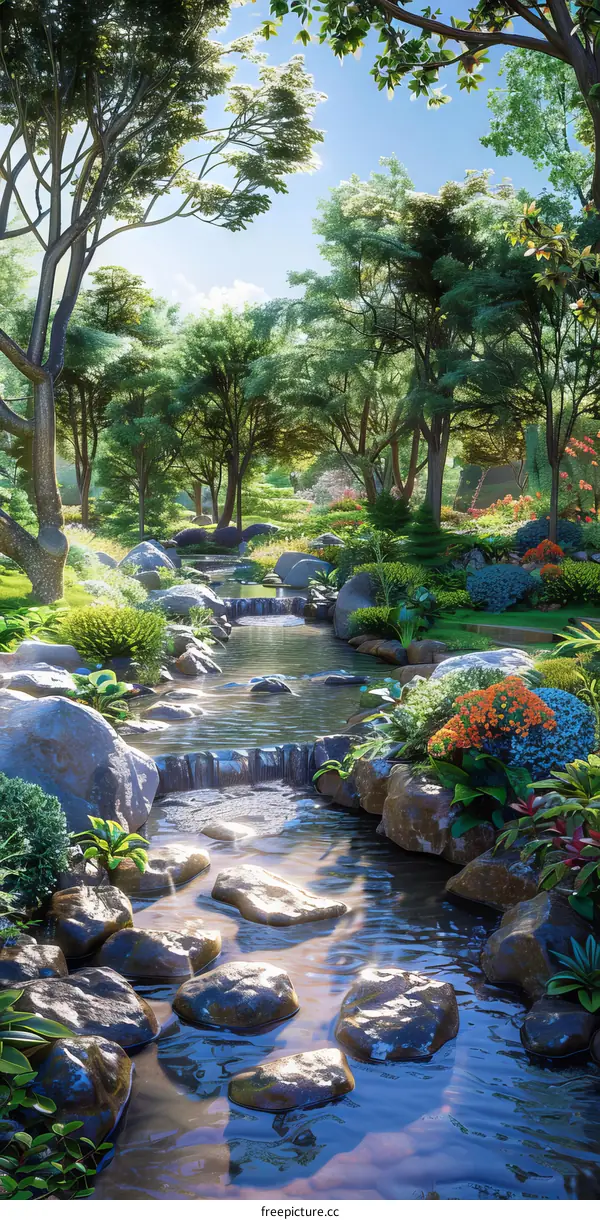 Flowing River in Rocky Forest