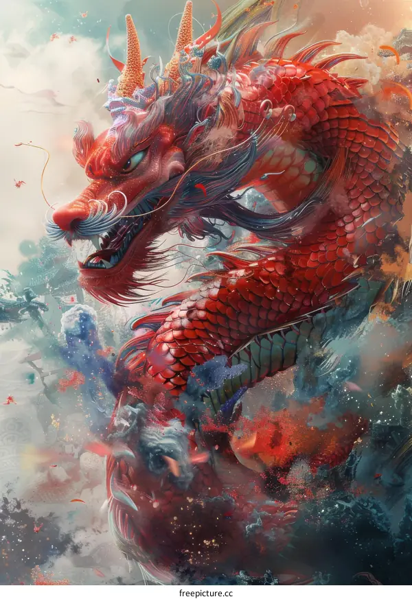 Mythical Red Dragon Artwork