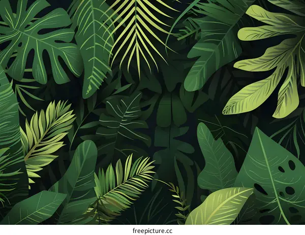 Green Tropical Leaves Illustration Background