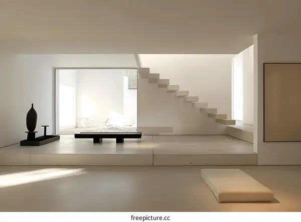 Modern Minimalist Concrete Staircase and Interior Design