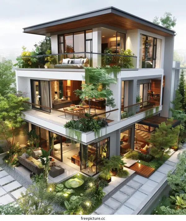 Modern Green House with a Comfortable and Eco-Friendly Exterior