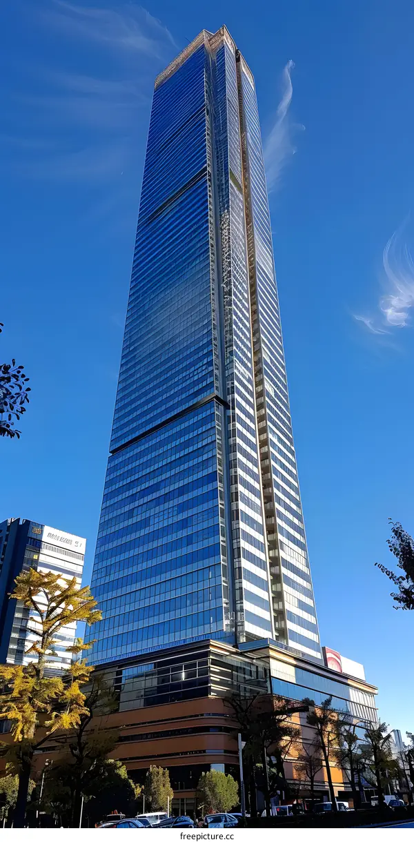Modern Skyscraper in Blue Sky