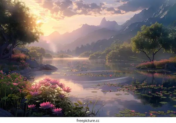 Tranquil Mountain Lake at Dawn