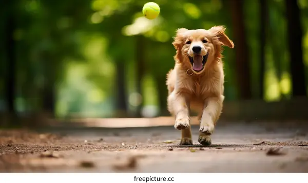 A Golden Retriever running in the park