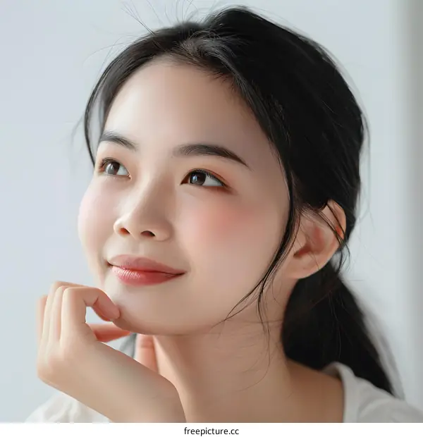 Portrait of a Beautiful Asian Woman with a Smile