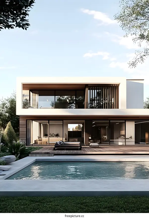 Modern Minimalist House with Pool and Deck