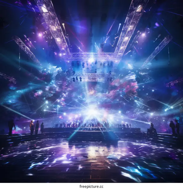 People in a large hall with a starry night sky projected on the walls and floor