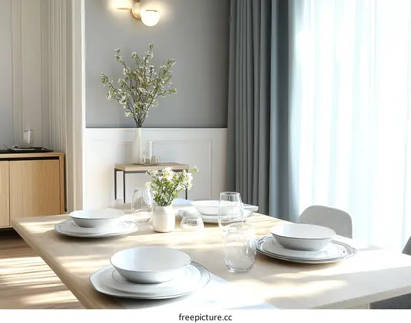 Dining Room Table Setting with Elegant Decor