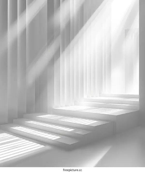 Minimal White Interior Staircase Sunlight