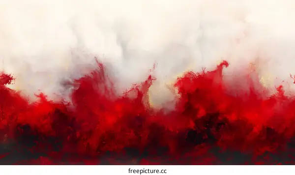 Abstract Red and White Flowing Art