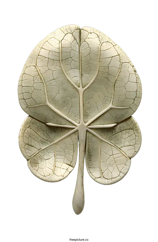 [Transparent Background PNG]Ceramic Leaf Sculpture on White Background