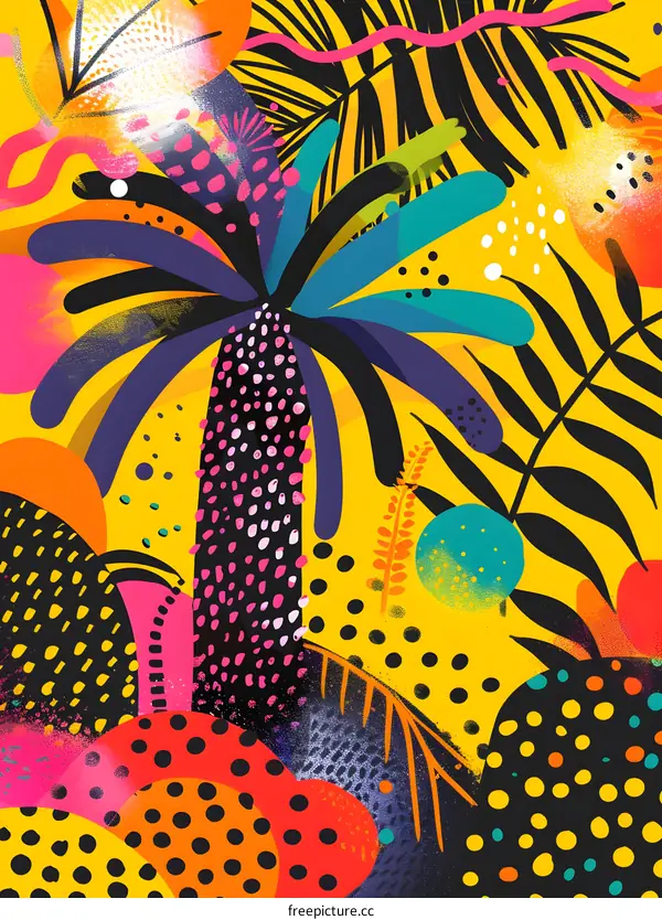 Abstract Tropical Palm Tree Illustration