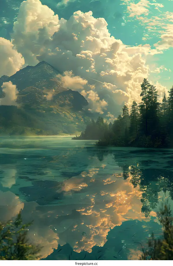 Mountains reflected in a lake