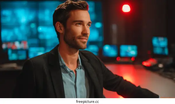 Focused Security Operator in Control Room