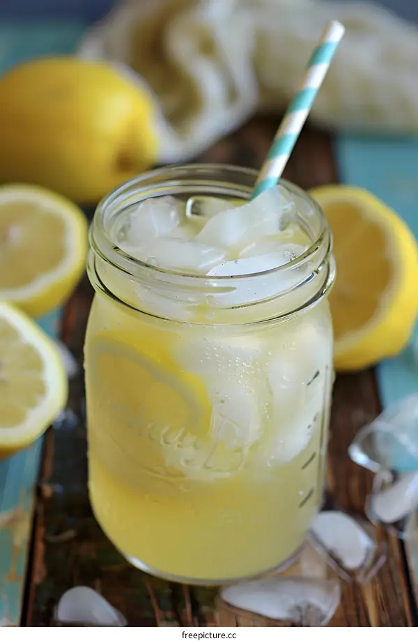 Refreshing Homemade Lemonade with Ice and Lemon Slices