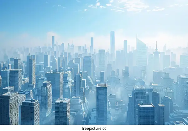 Metropolis with Towering Glass Structures