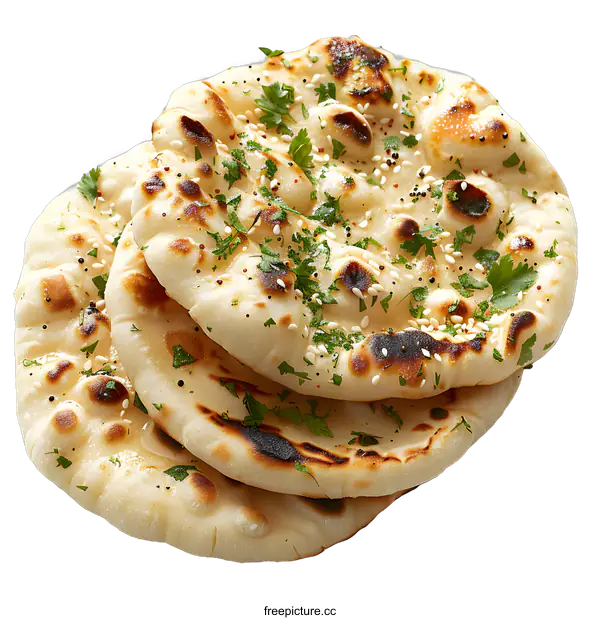 [Transparent Background PNG]A stack of naan bread