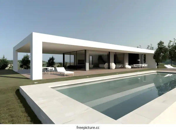 Modern Minimalist House with Swimming Pool and Outdoor Terrace