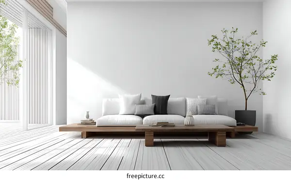 Modern Minimalist Living Room Interior Design Illustration