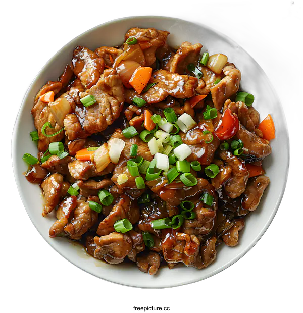 [Transparent Background PNG]Pork with vegetables in a bowl