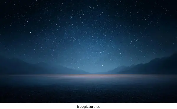 Starry Night Landscape with Mountains